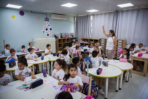 תלמידי כיתה א' במבשרת, השנה // צילום: אורן בן חקון