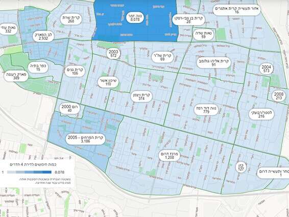 חיפושים לדירות 4 חדרים בשכונות העיר בשנה האחרונה // צילום: מערכת yzer