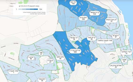: חיפושים לדירות 4 חדרים בשכונות העיר בשנה האחרונה // צילום: יד2