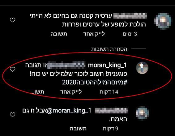 דוגמאות להטרדות ברשת // צילום מסך