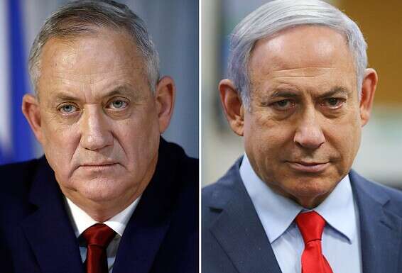 נתניהו וגנץ // צילום: גדעון מרקוביץ', לירון מולגובן