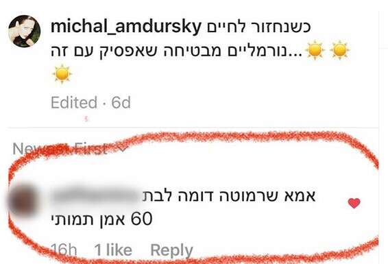 צילום מסך, מתוך האינסטגרם של מיכל אמדורסקי