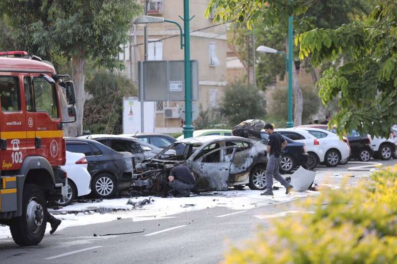 הרכב שהתפוצץ בקריית חיים // צילום: מישל דוט קום